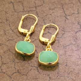 trendor 51358 Earrings Gold-Plated 925 Sterling Silver with Light Green Quartz