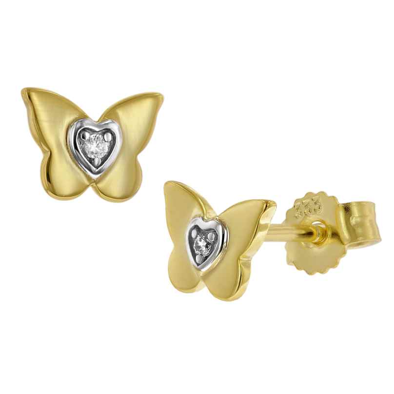 trendor 41198 Ohrringe für Mädchen Gold 333 (8 Kt) Schmetterling Ohrstecker 4260769411981