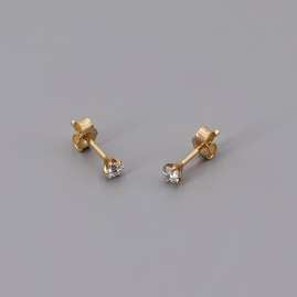 trendor 41232 Earrings for Women and Men Gold 333 (8 ct) Cubic Zirconia 3 mm