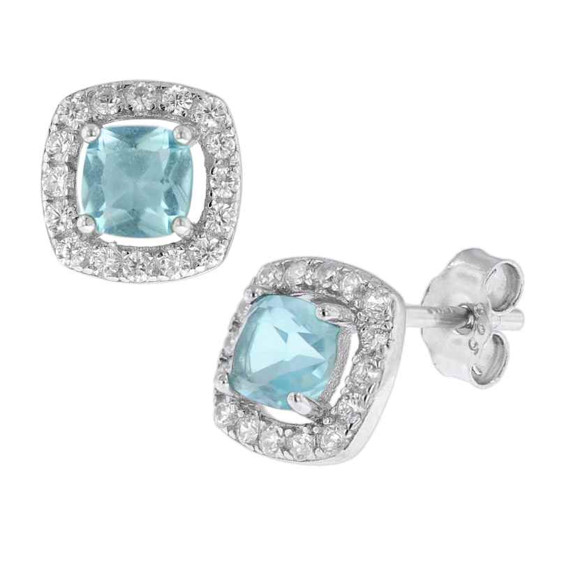 trendor 41237 Women's Stud Earrings Silver 925 with Light Blue Cubic Zirconia 4260769412377