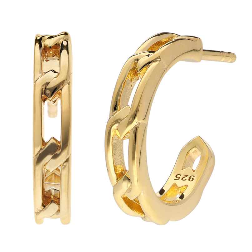 trendor 41575 Women's Earrings Gold Plated 925 Silver Half Hoops 4260769415750