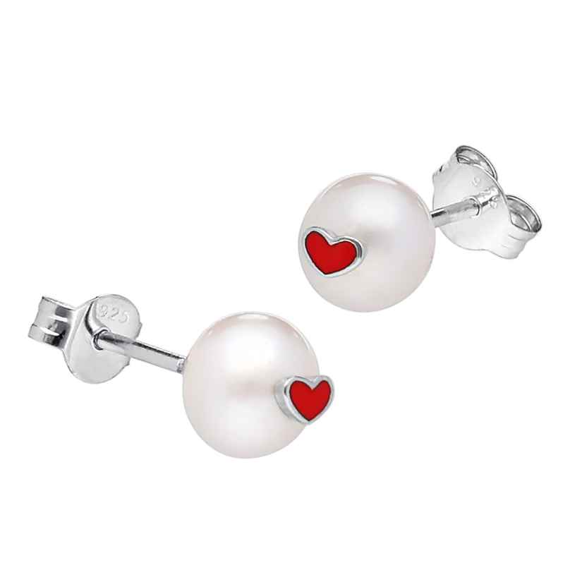 trendor 41600 Children's Pearl Earrings Silver 925 Hearts 4260769416009