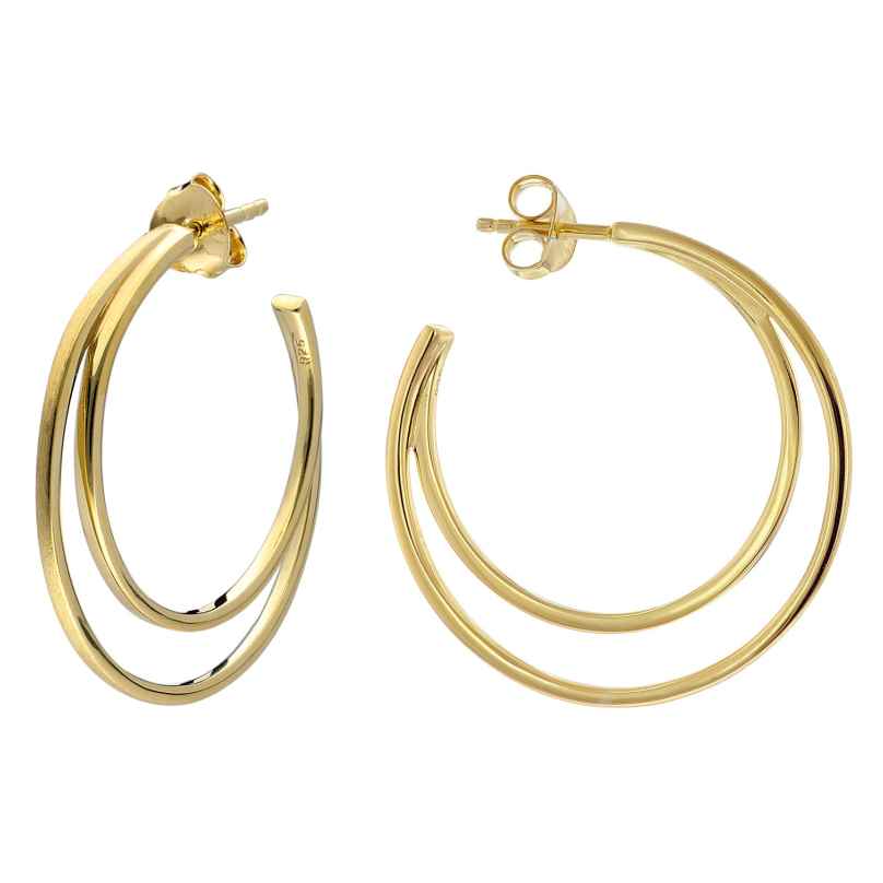 trendor 41614 Women's Earrings 925 Silver Gold Plated Half Hoops 4260769416146