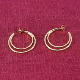 trendor 41614 Women's Earrings 925 Silver Gold Plated Half Hoops