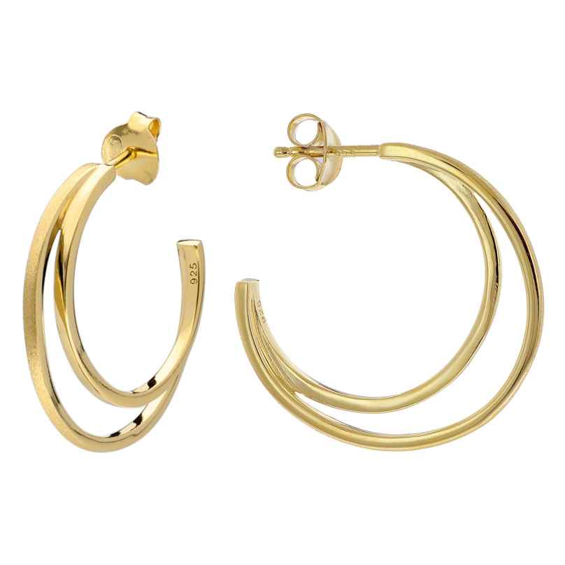 trendor 41615 Women's Earrings 925 Silver Gold Plated Half Hoops 4260769416153
