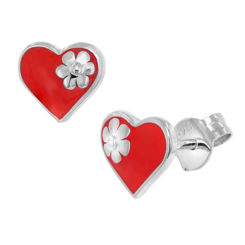 trendor 41643 Children's Earrings Silver 925 Heart/Blossom 4260769416436