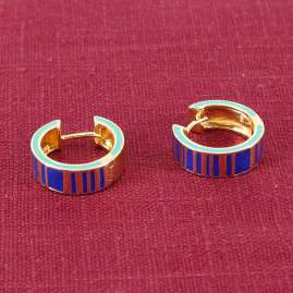 trendor 41663 Hoop Earrings 925 Silver Rose Gold Plated and Coloured Enamel