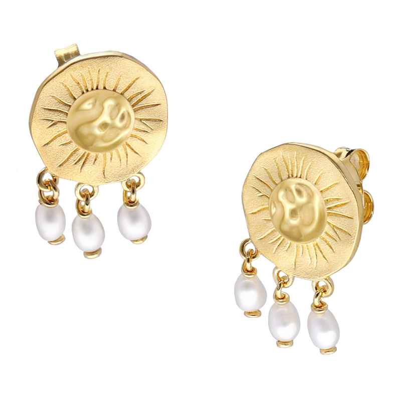 trendor 41668 Women's Pearl Earrings Gold Plated 925 Silver 4260769416689