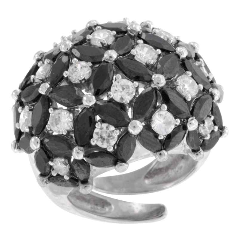 trendor 65892 Silber Ring Zirkonia schwarz/weiß