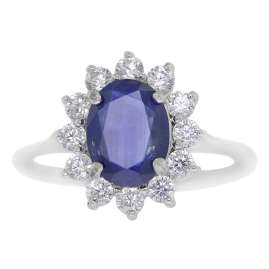 trendor 08786 Ladies' Ring Silver with Syth. Sapphire and Cubic Zirconia
