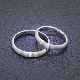trendor 2004 Wedding Rings Pair 375 White Gold Ring Set with Diamond