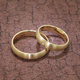 trendor 7002 Wedding Rings Pair Gold 375 Ring Set with Diamond