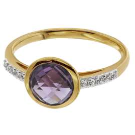 trendor 41342 Gold Ring for Women with Amethyst