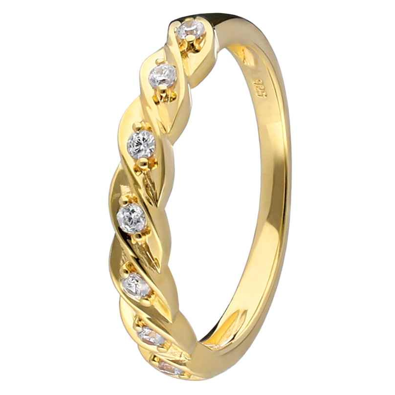 trendor 41628 Ladies' Ring 925 Silver Gold Plated 7 Cubic Zirconias