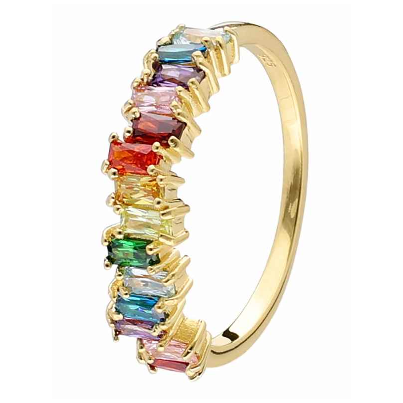 trendor 41706 Women's Ring Gold Plated 925 Silver Colourful Cubic Zirconia