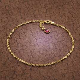 trendor 51192 Anklet Gold Plated Silver 925 with Red Quartz