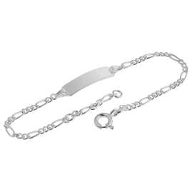 trendor 39508-14 Babys Bracelet With Name Silver 925 Engraving Band 14/12 cm