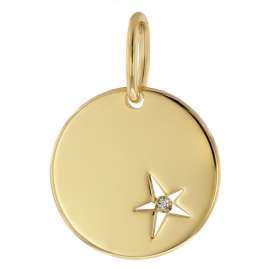 trendor 41180 Engraving Pendant with Diamond Gold Plated Silver 925 Ø 15 mm