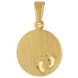 trendor 41202 Children's Engraving Pendant Gold Plated Silver 925 Baby Feet