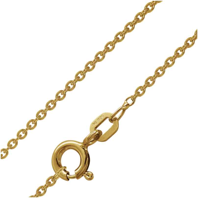 trendor 75649 Necklace Anchor Chain 1.5 mm Sterling Silver 925 10M Gold Plated
