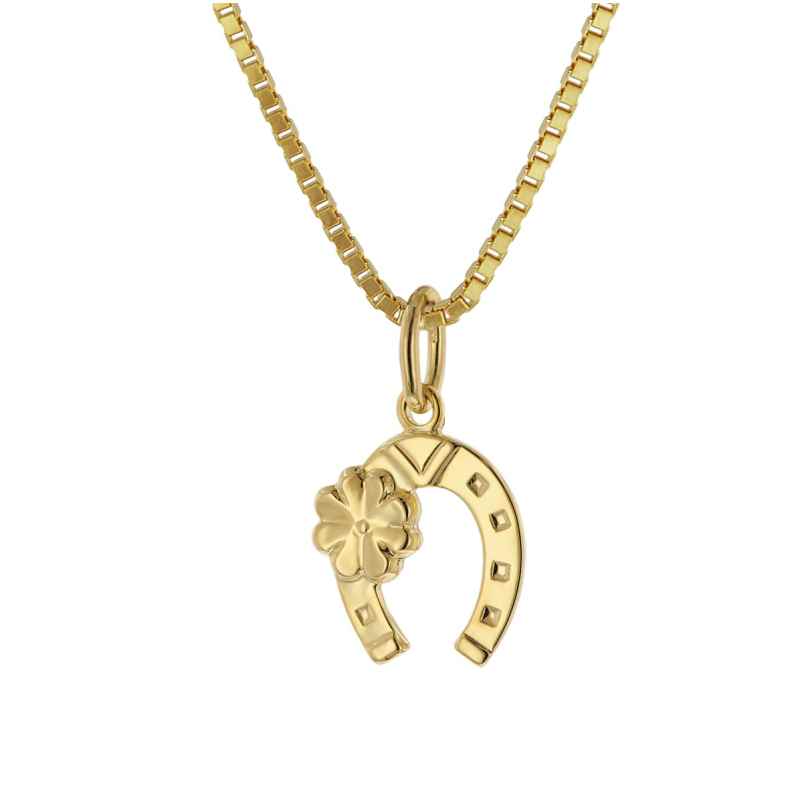 trendor 41853 Kids Horseshoe Pendant Gold 333 8K + Gold-Plated Silver Necklace