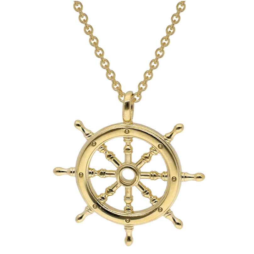 trendor 41862 Steering Wheel Pendant Gold 333 with Gold-Plated Silver Necklace
