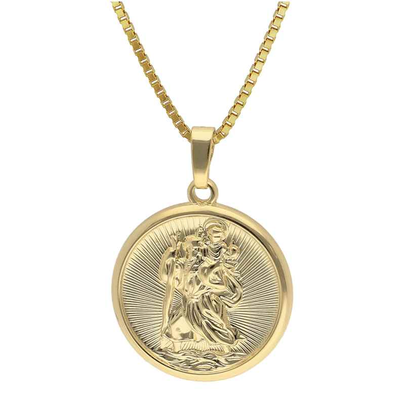 trendor 41864 St. Christopher Pendant Gold 333/8K with Gold-Plated Necklace
