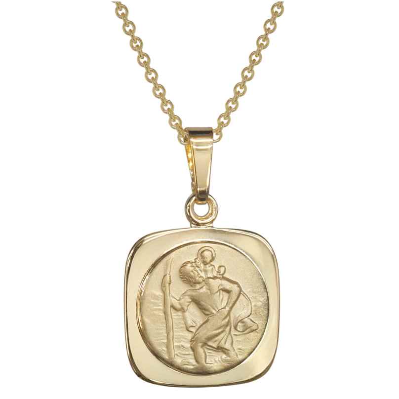 trendor 41874 St. Christopher Pendant Gold 333 with Gold-Plated Necklace