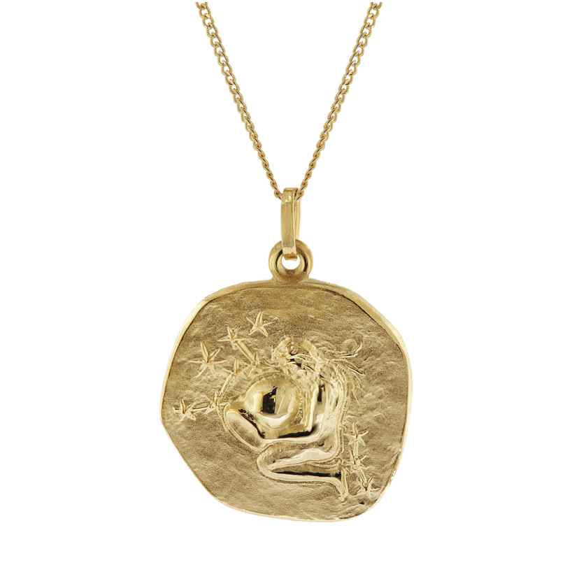 trendor 41960-02 Aquarius Zodiac Sign Ø 20 mm with 333/8K Gold Chain for Men