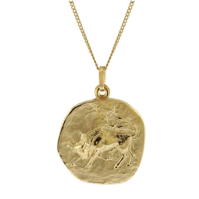 trendor 41960-05 Taurus Zodiac Sign Ø 20 mm with 333/8K Gold Necklace for Men