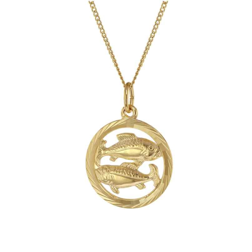 trendor 41980-03 Necklace with Pisces Zodiac Sign 333 Gold Ø 16 mm