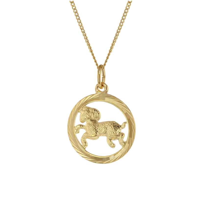 trendor ´41980-04 Necklace with Aries Zodiac Sign 333 Gold Ø 16 mm