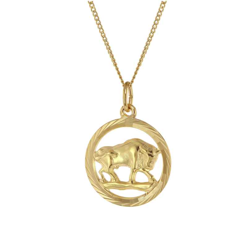 trendor 41980-05 Necklace with Taurus Zodiac Sign 333 Gold Ø 16 mm