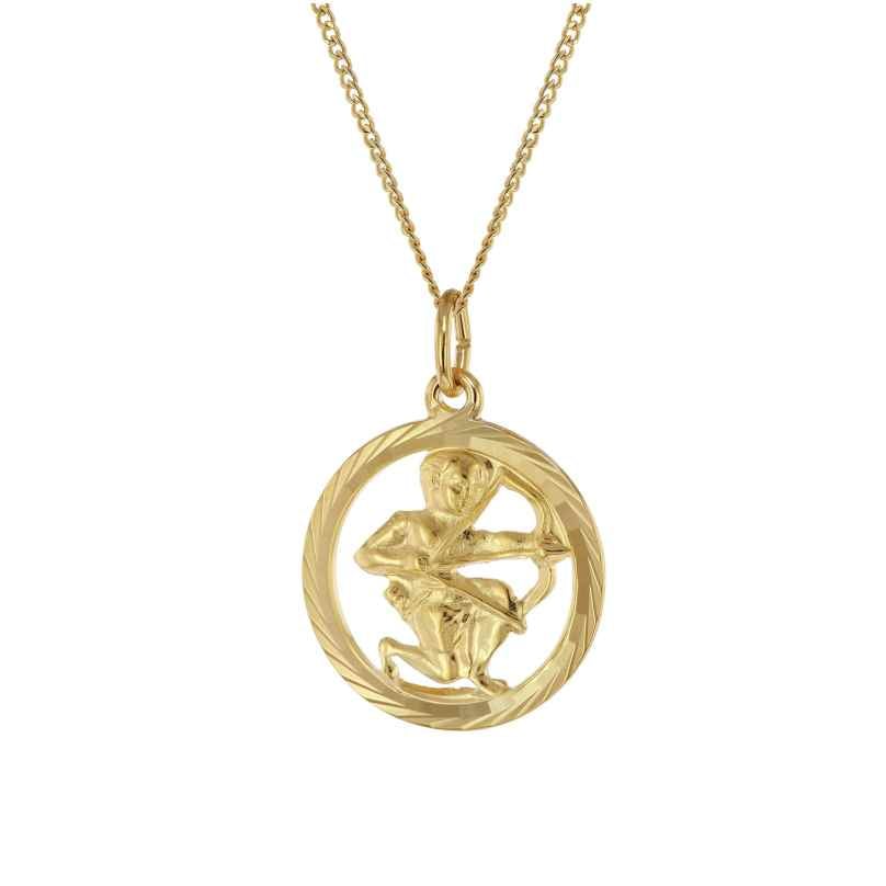 trendor 41980-12 Necklace with Sagittarius Zodiac Sign 333 Gold Ø 16 mm