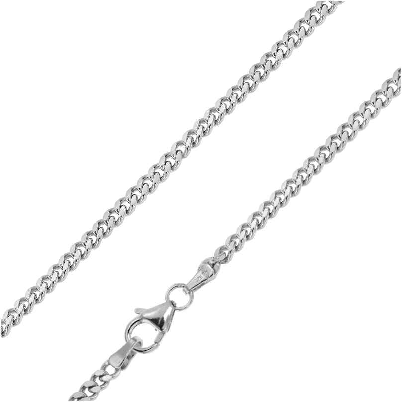 trendor 15058 Men's Necklace 925 Silver Rhodium-Plated Curb Chain 2.7 mm wide