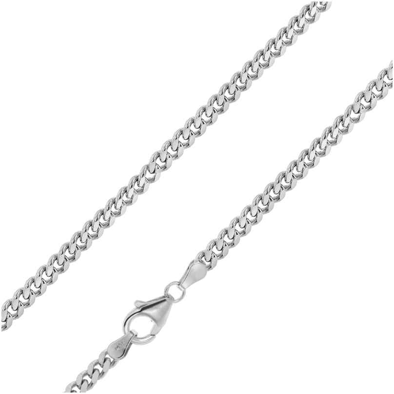 trendor 15062 Men's Necklace 925 Silver Rhodium-Plated Curb Chain 3.3 mm wide