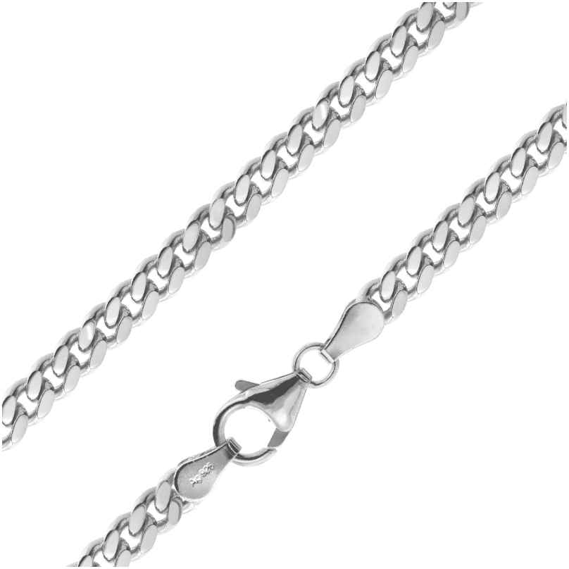 trendor 15064 Men's Necklace 925 Silver Rhodium-Plated Curb Chain 4.1 mm wide
