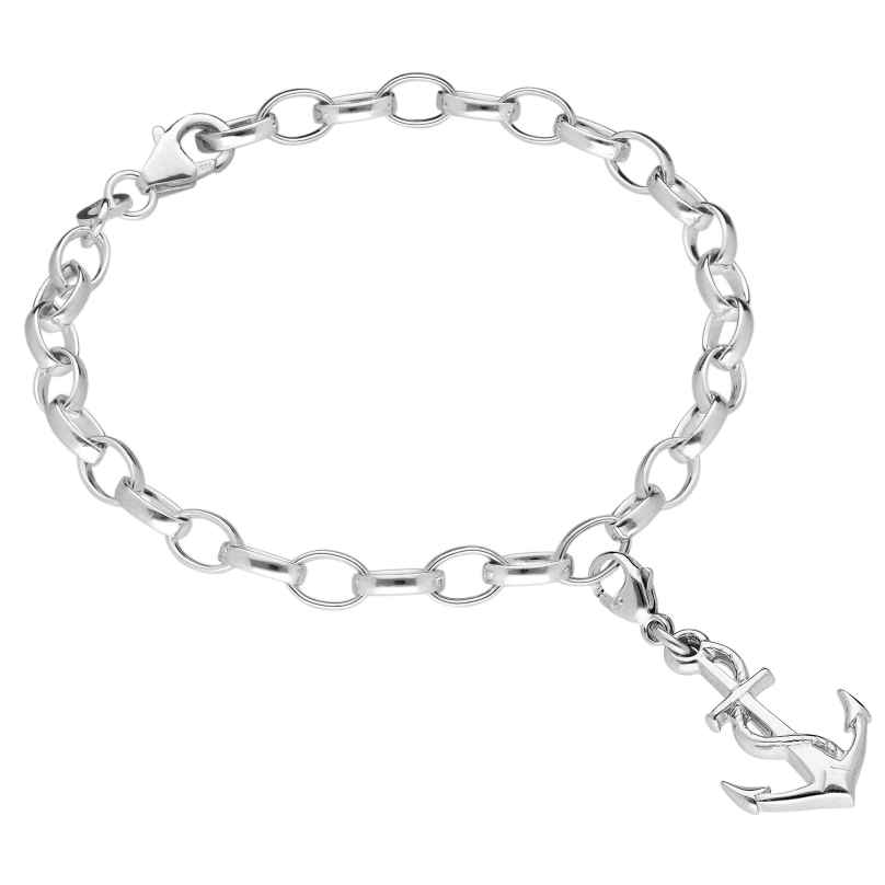 trendor 15041 Bracelet for Charms 925 Silver with Anchor Pendant