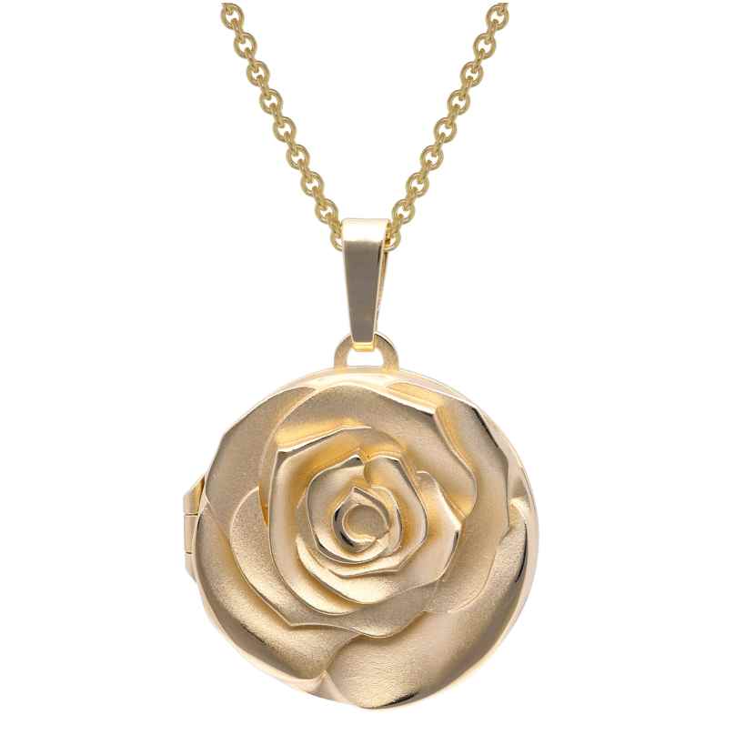 trendor 15068 Necklace with Rose Locket Gold Plated Silver 925
