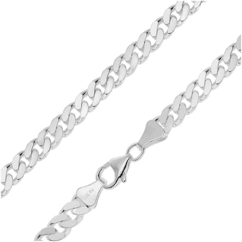 trendor 15104 Men's Necklace Silver 925 Curb Chain 6 mm Width
