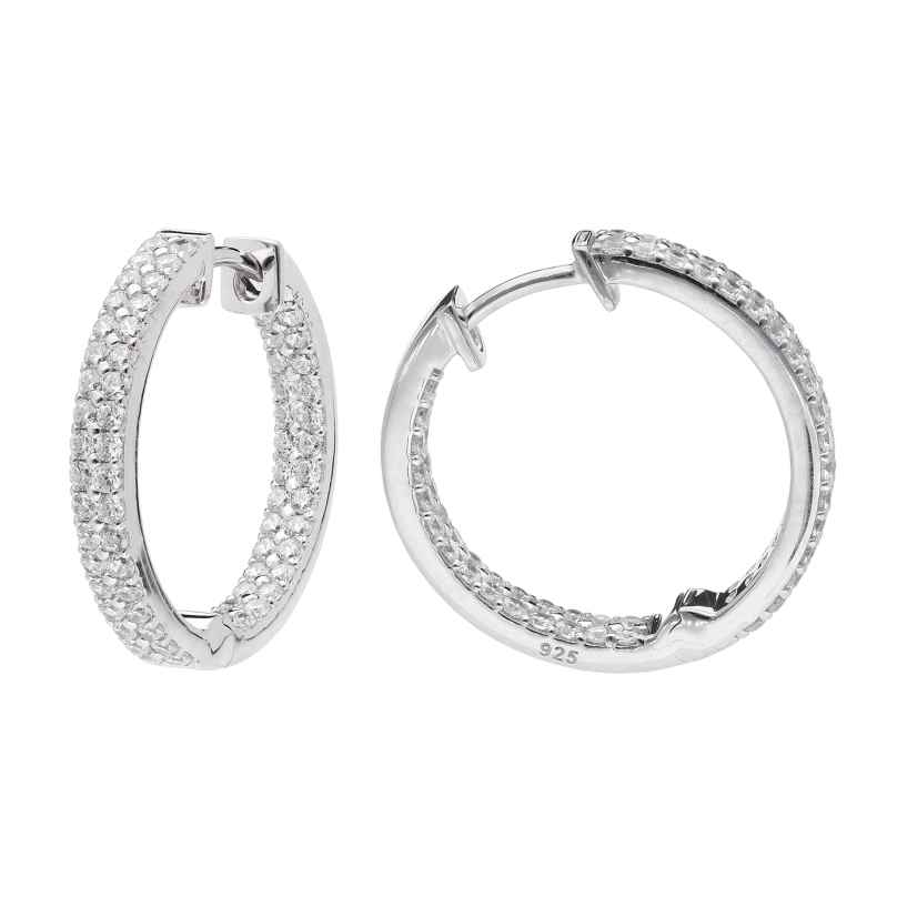 trendor 15133 Ladies' Hoop Earrings 925 Silver with Cubic Zirconia 4262408151333