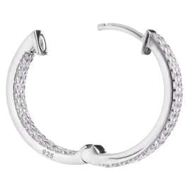 trendor 15133 Ladies' Hoop Earrings 925 Silver with Cubic Zirconia