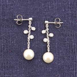 trendor 15136 Damen-Ohrringe Silber 925 Ohrhänger mit Perlen