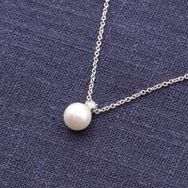 trendor 15157 Silberkette für Damen mit Perle und Zirkonia
