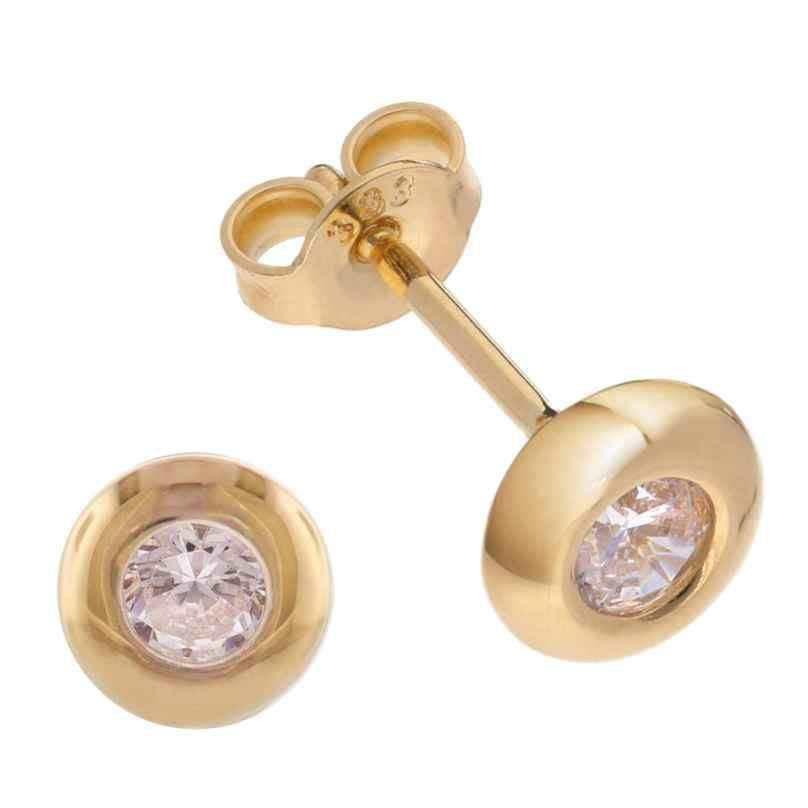 trendor 15183 Stud Earrings Gold 333/8K Cubic Zirconia Ø 6.5 mm 4262408151838