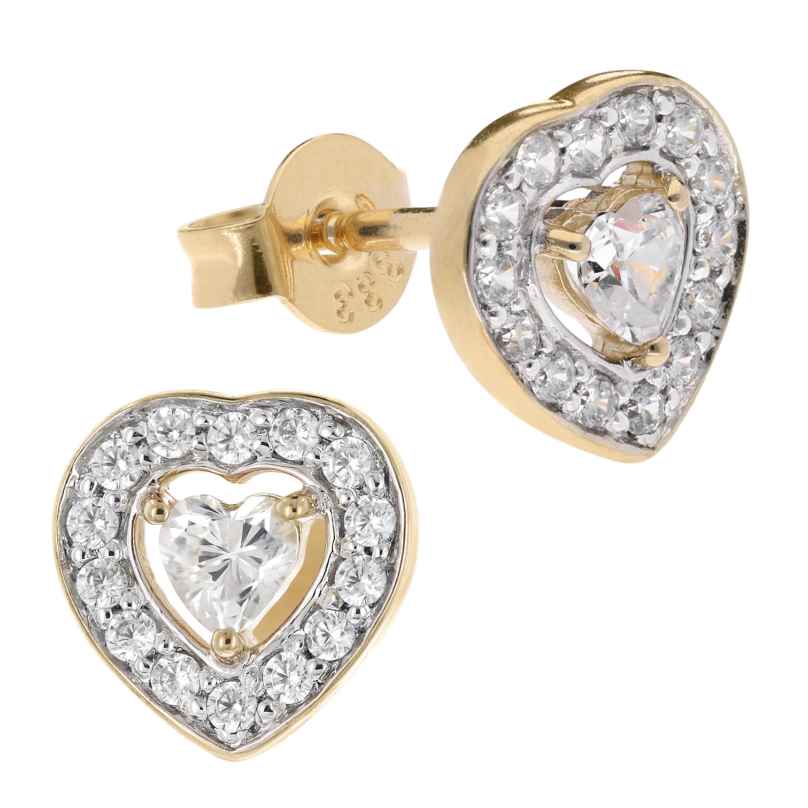 trendor 15196 Women's Stud Earrings Gold 333/8K Cubic Zirconia Heart 4262408151968
