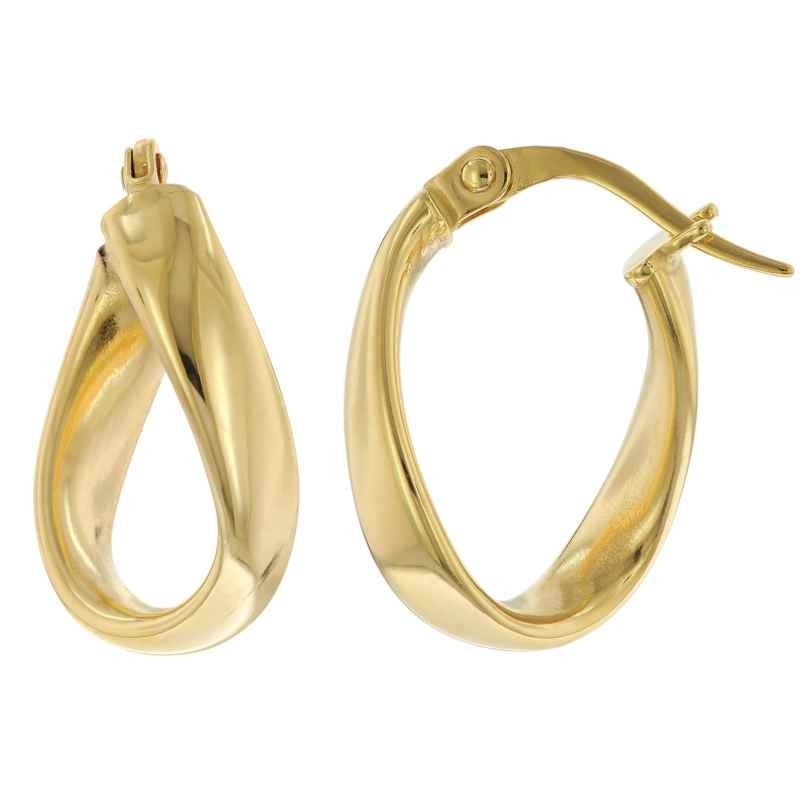 trendor 15261 Oval Hoop Earrings Gold 585 / 14K 18 mm 4262408152606