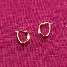 trendor 15261 Oval Hoop Earrings Gold 585 / 14K 18 mm