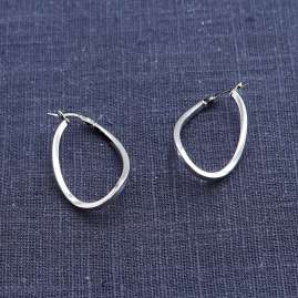 trendor 15262 Oval Hoop Earrings Whitegold 585 / 14K 30 mm