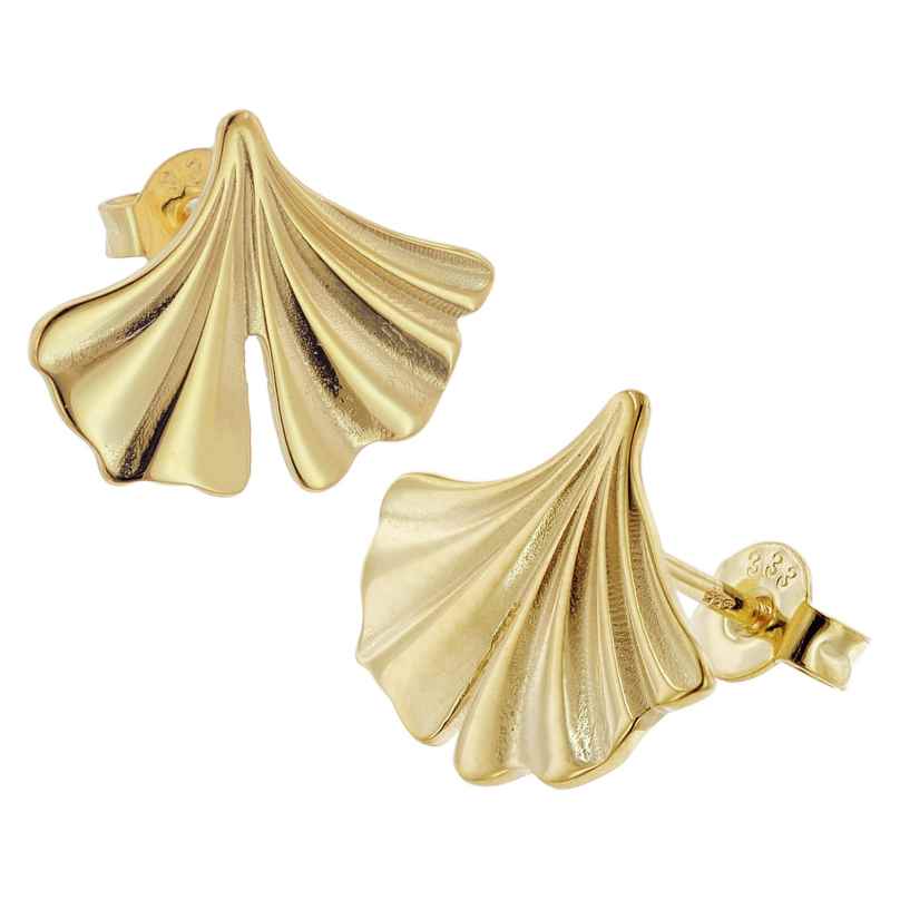 trendor 15203 Women's Ginkgo Stud Earrings Gold 333/8K 4262408152033